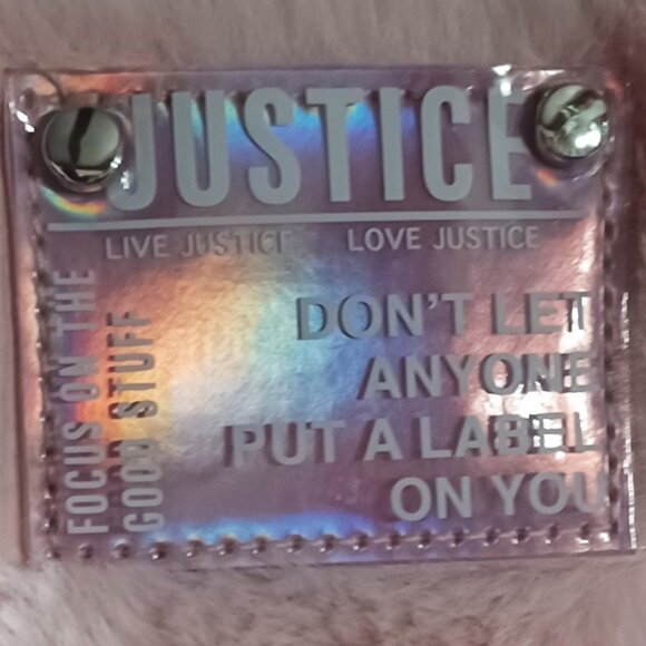 Justice Duffel style bag, women or teens, hot pink faux fur with foil accent - Picture 2 of 8